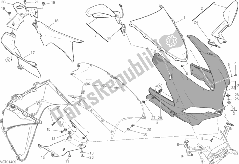 All parts for the Cowling of the Ducati Superbike 1299S ABS 2015